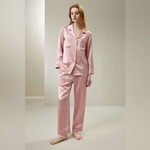 Lilysilk gold piping silk pjs
